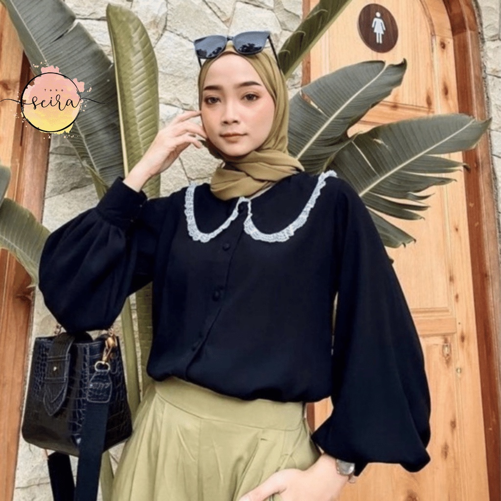 [BISA COD] Blouse Kemeja Kenami Renda / Kellya Top Blus Kenami Renda