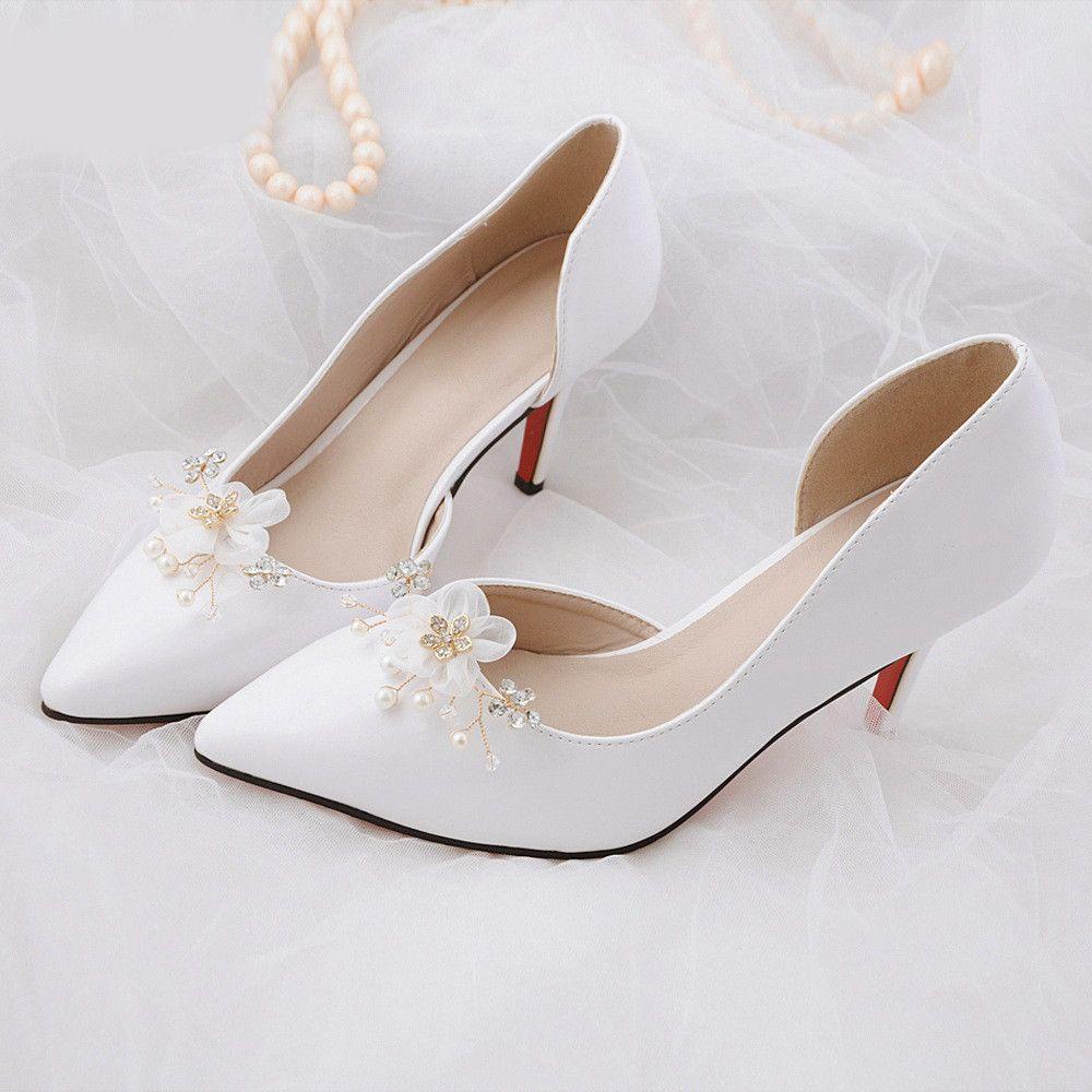 1 Pairs Shoe Clip Wedding Shoes Decoration High Heel Charm Buckle Brooch Shiny Rhinestone Pearl For Women Bride