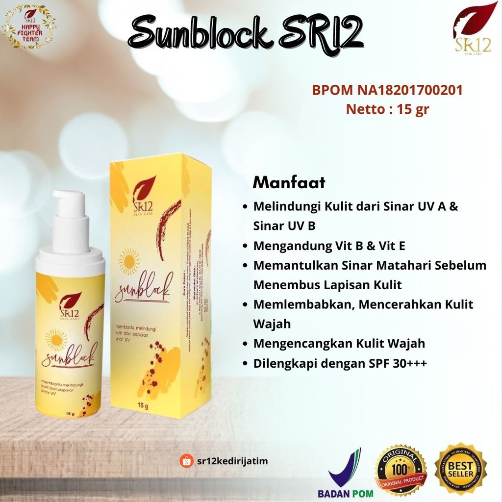 SUN BLOCK SR12 / SUN BLOK / KRIM / LOTION SPF / TABIR SURYA / SUNSCREEN / KRIM GLOWING / ALAS BEDAK