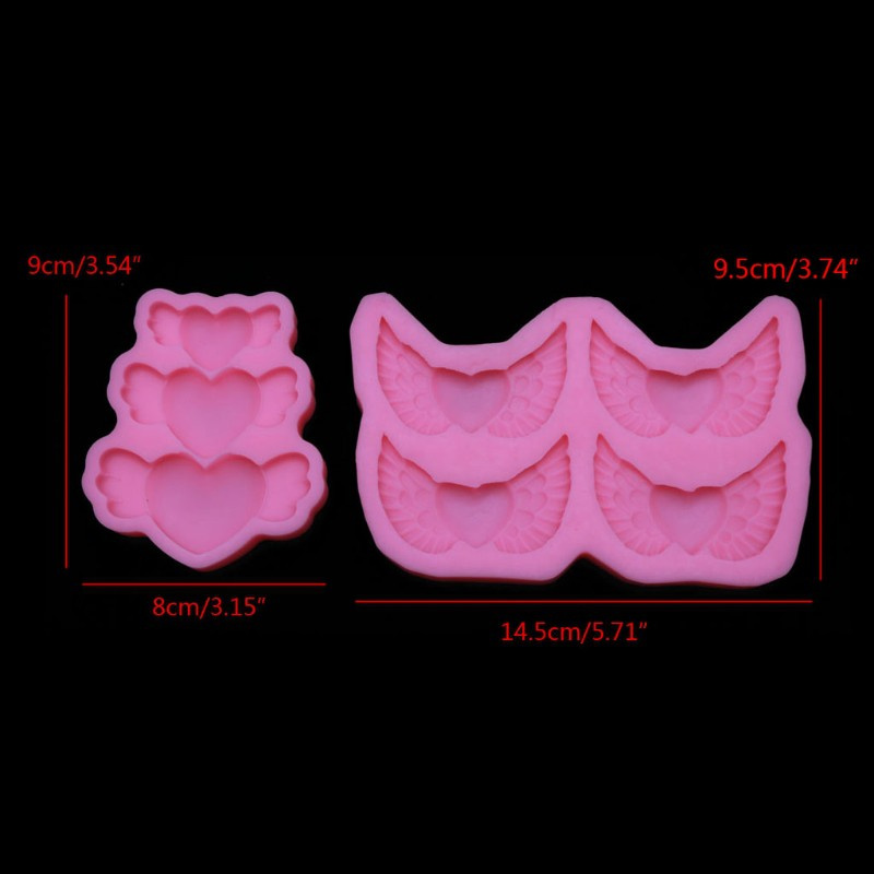 Glitter 2Pcs Handmade Heart Wing Silicone Resin Mold Resin Casting Mould Polymer Clay Crafting Resin Epoxy Jewelry Making Tools