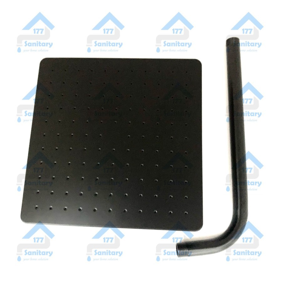 Wall Shower Kotak Jumbo 8 inch Hitam/19001B - Shower Mandi Tanam Tembok Pancuran air Black F35BL