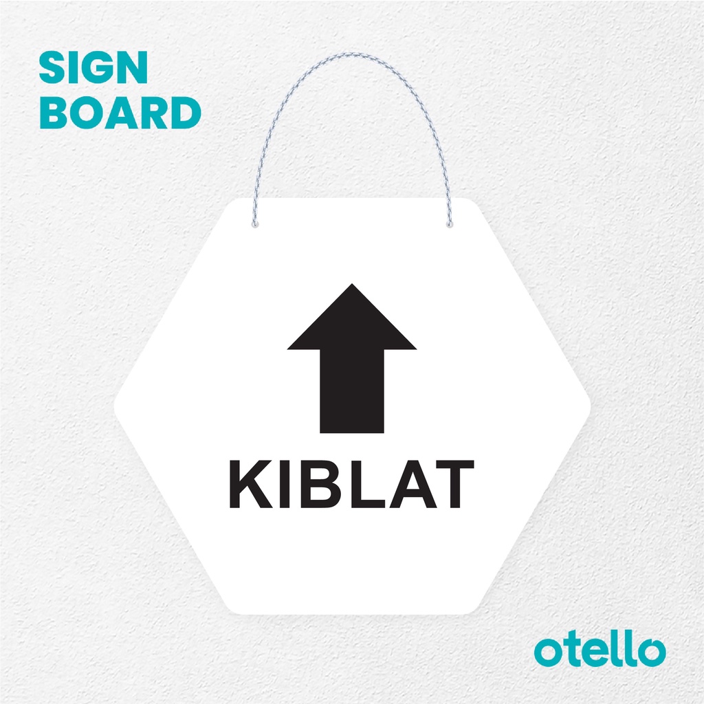 Otello Signage Kiblat Signage Board Acrylic Papan Gantung Label Akrilik Rantai Petunjuk Toko Modern Minimalist Kafe Restoran Kantor Gedung Cafe