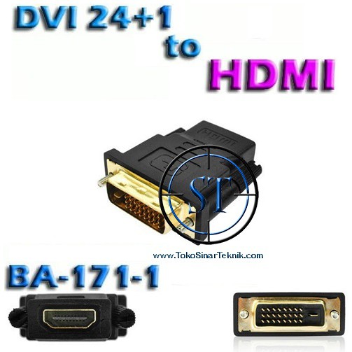 BA-171-1 Connector DVI to HDMI ( Dvi 24+1 Male, HDMI Female ) Gold Plated High Quality Data Transfer Konektor Video Audio