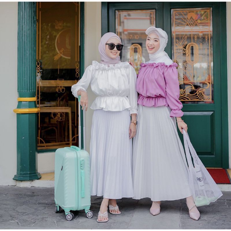 Atasan Sabrina Kerut/Korea Sabrina Blouse/Sabrina Crop Kerut