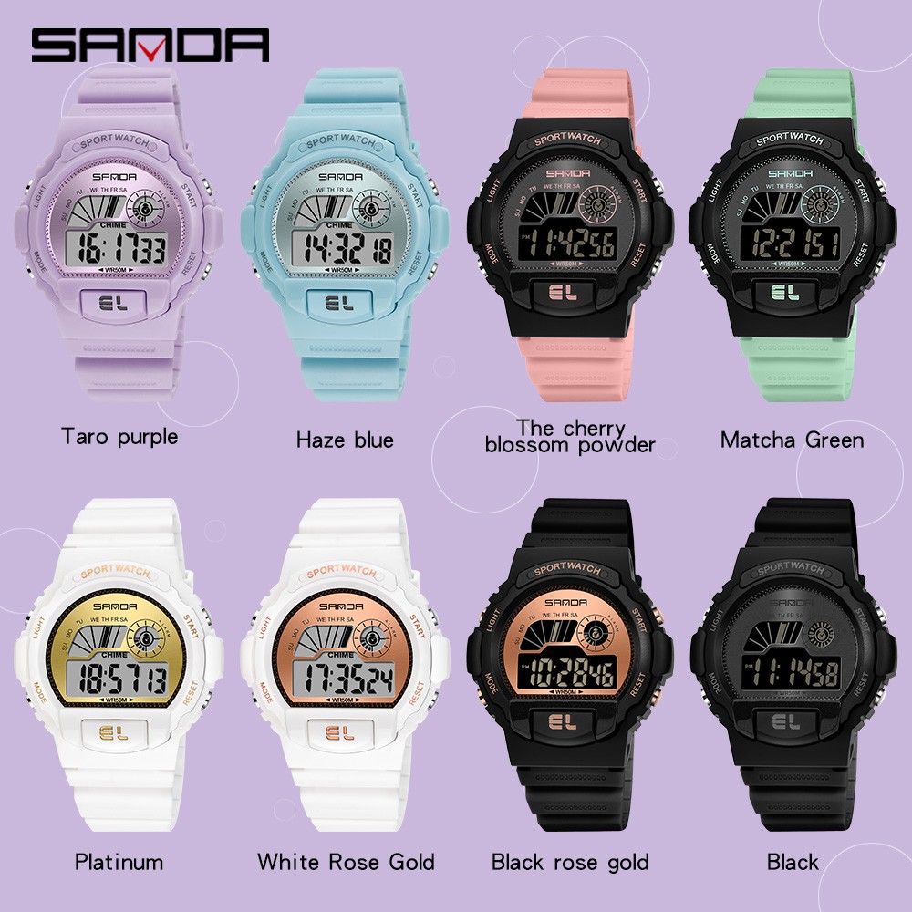 【COD】SANDA 6004  Digital Fashion Jam Tangan Mewah Wanita Tahan Air Gerakan Jam Tangan Elektronik Jam-4
