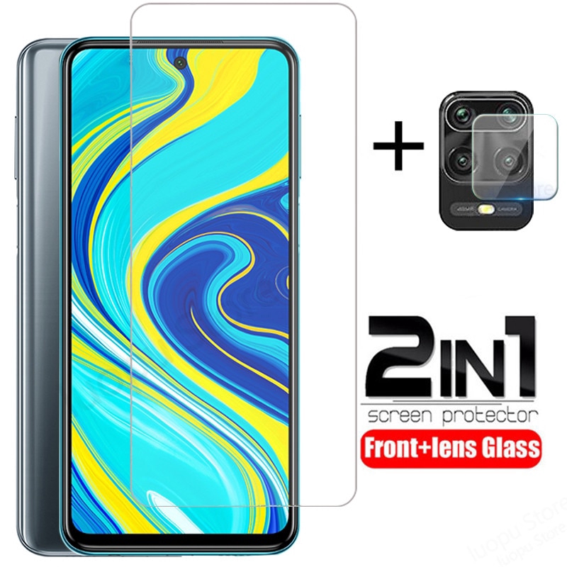 2 In 1 Pelindung Layar Tempered Glass+Lensa Kamera Untuk Xiaomi Redmi Note 9s 9 Pro Max