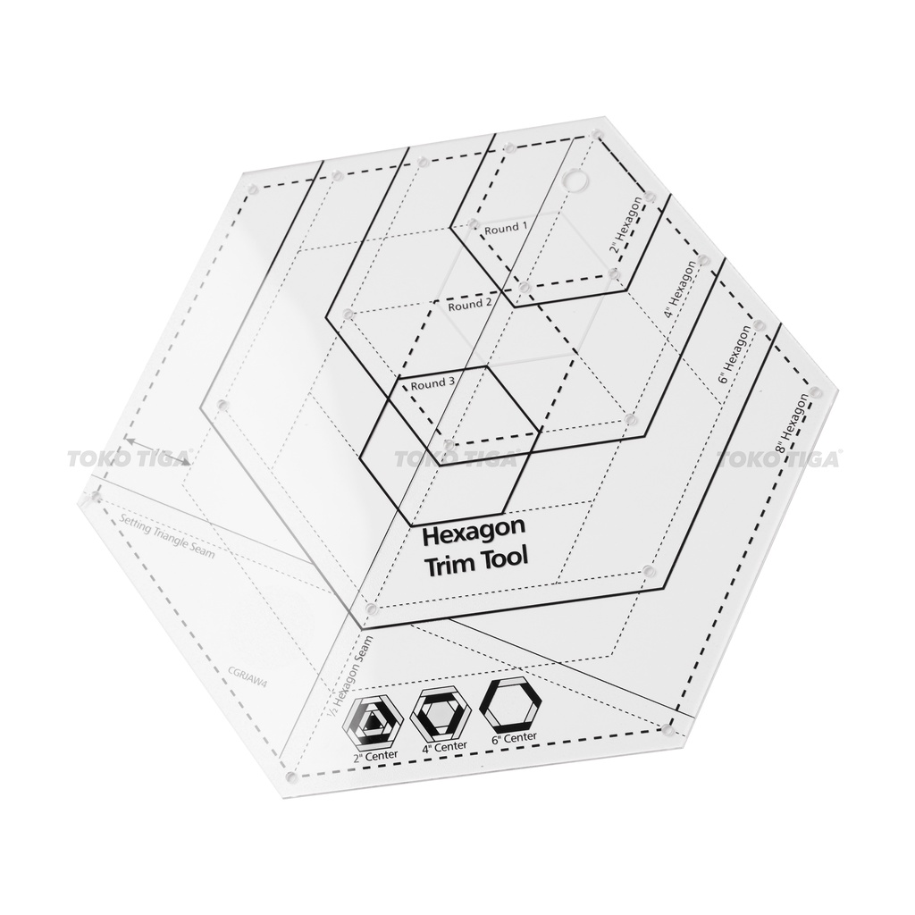 Penggaris Patchwork Quilting Hexagon Besar / Segi 6 Non Slip (CGRJAW4)