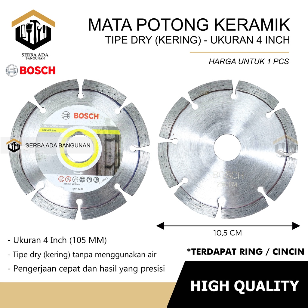 Diamond Wheel kering basah 4 In BOSCH Pisau Potong Keramik 4 Inci kering wet dry