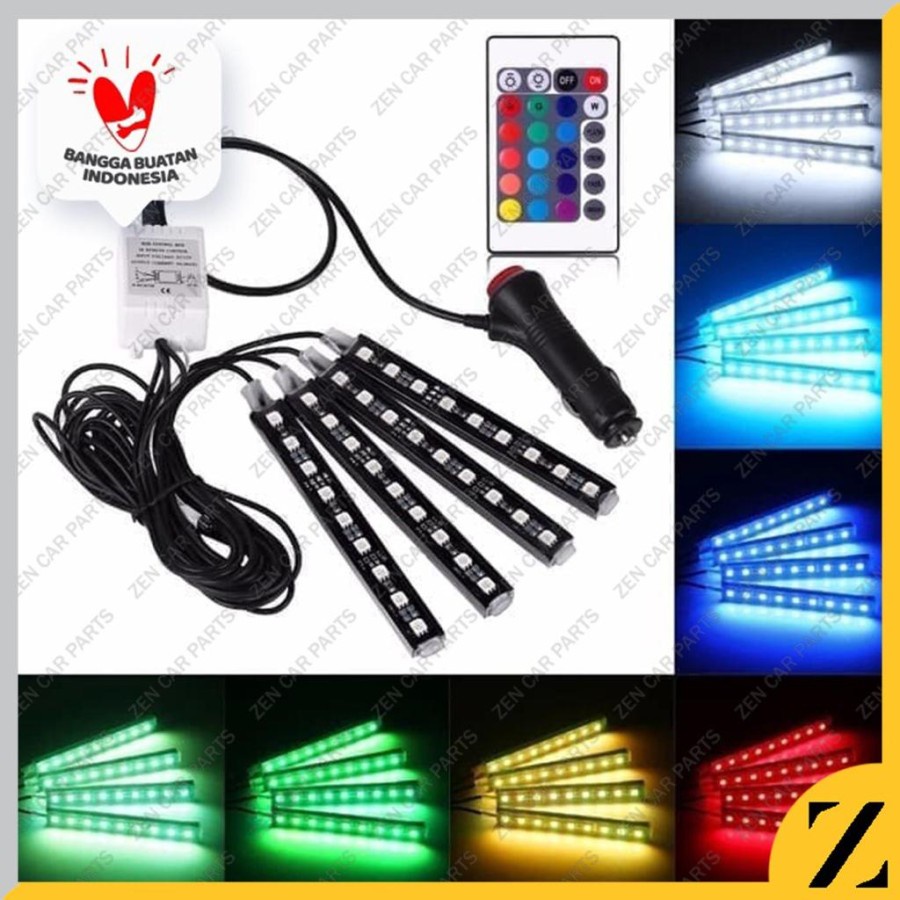 Lampu Kolong Mobil LED Car Interior Kolong Dasboard Mobil Light 5050 RGB 4 PCS + Remote lampu interior Kolong Mobil  - APPFWD1