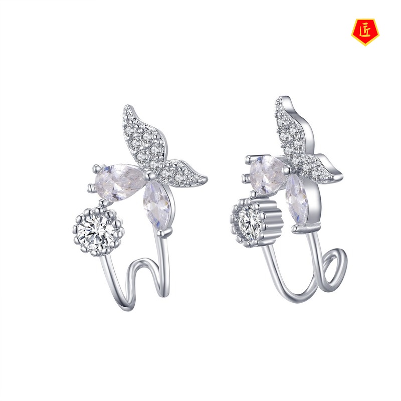 [Ready Stock]Creative Butterfly Elf Diamond Stud Earrings for Women