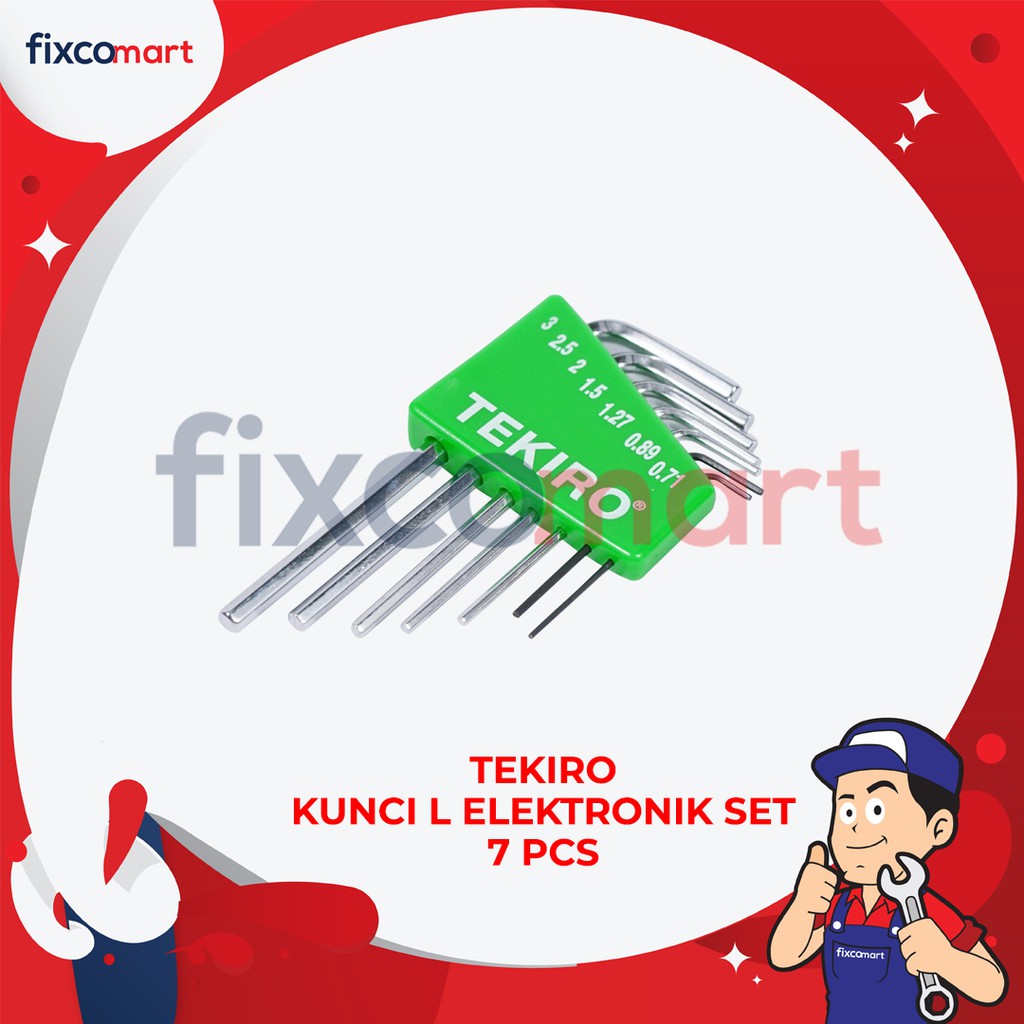 Tekiro Kunci L Set Elektronik 7 Pcs (0.71-3 Mm) / Hex Key Electro