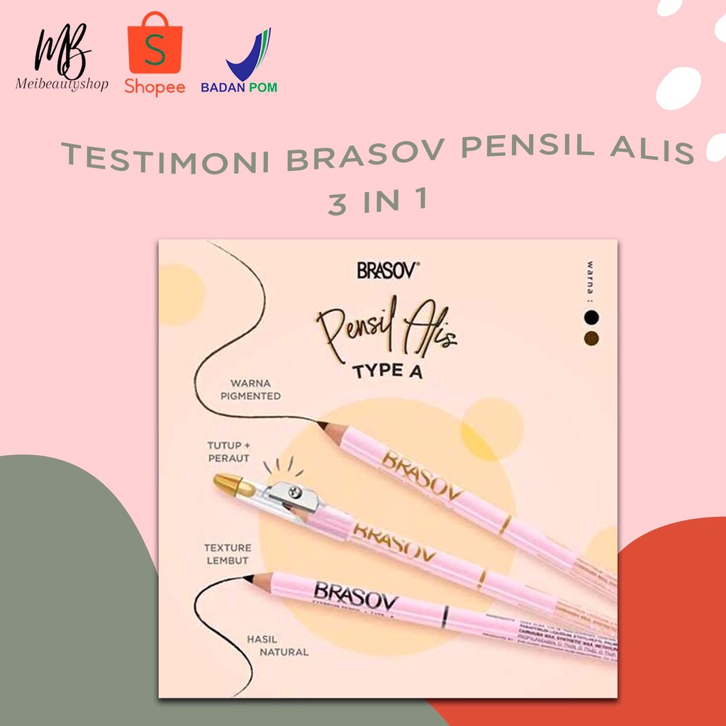 BRASOV Pensil Alis 3 IN 1 / Eyebrow Pencil Automatic