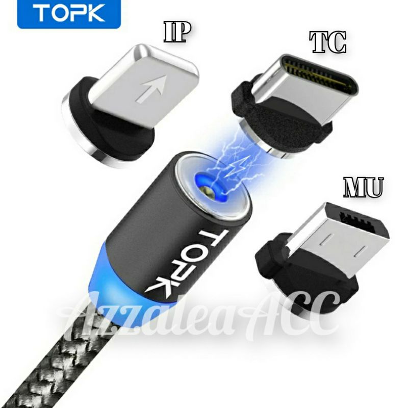 TOPK Magnetic Charger Cable Micro Usb/Type-C/Iphone - Kabel Charger Magnetic Fast Charging 5V/2.4A Max