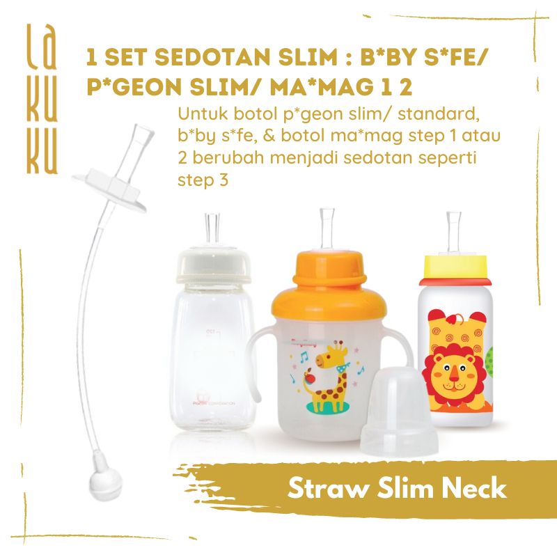 Penutup kepala dan sedotan untuk botol susu tipe Wide Slim dan Magmag - Straw for dot bottle