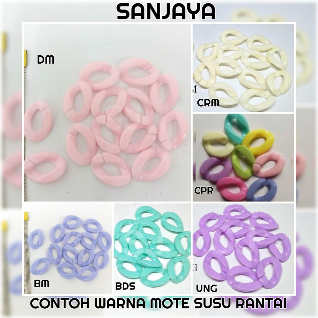 RANTAI SUSU / RANTAI SUSUN / RANTAI PLASTIK WARNA WARNI / STRAP MASKER / CONNECTOR MASKER / MOTE SUSU RANTAI 6017