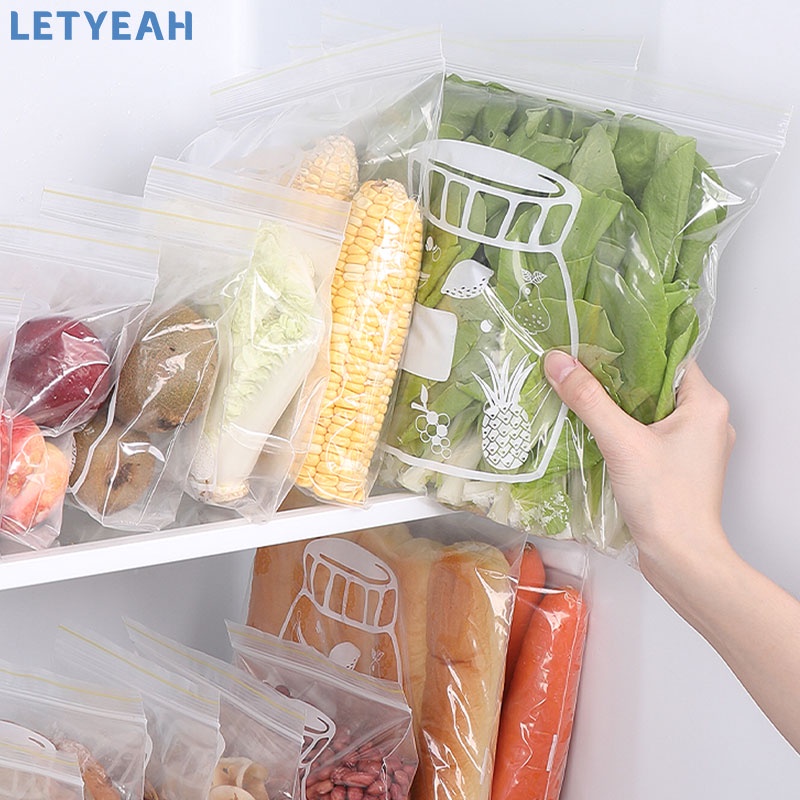 letyeah Plastik ziplock kantong reusable/slider bag untuk penyimpan makanan/kulkas fresh bag