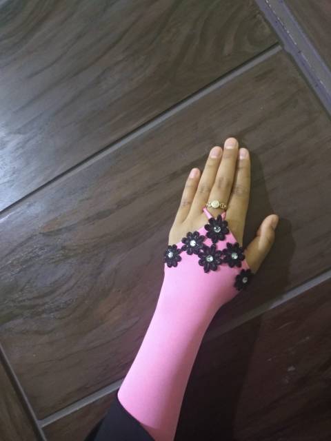 {BISA COD} HANDSOCK RING BUNGA HITAM/MANSET TANGAN ORIGINAL/TERLARIS HANDSOCK