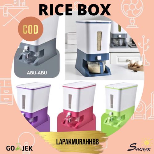 DISPENSER BERAS 12KG TEMPAT PENYIMPANAN BERAS RICE BOX OTOMATIS DENGAN PENGERING BERAS