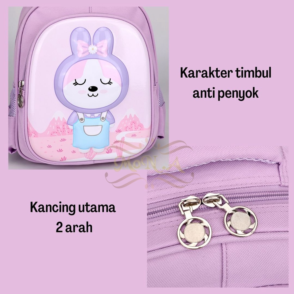 [MTOYS] Tas Sekolah PG/PAUD TK Motif Hewan Timbul Lucu Imut Keren Kualitas Import Premium -M0190