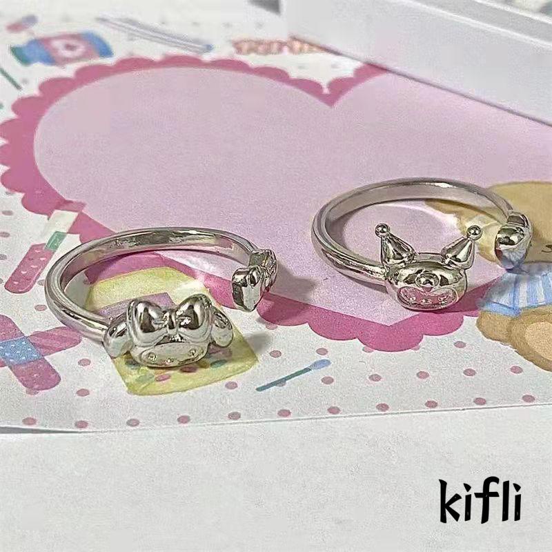 Cincin Model Terbuka Desain Kartun Melody Kuromi Untuk Hadiah Ulang Tahun / Valentine