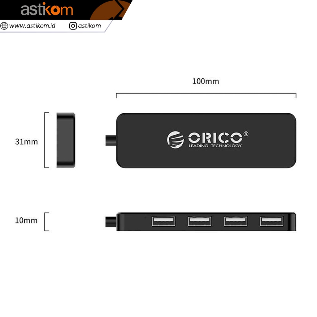 ORICO FL01 USB HUB 2.0 4 PORT USB Black 30cm