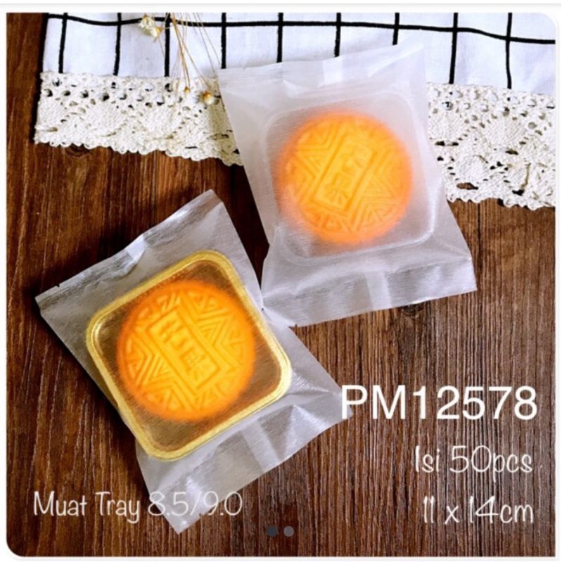 PM12578 Plastik Mooncake Polos Tebal Glitter