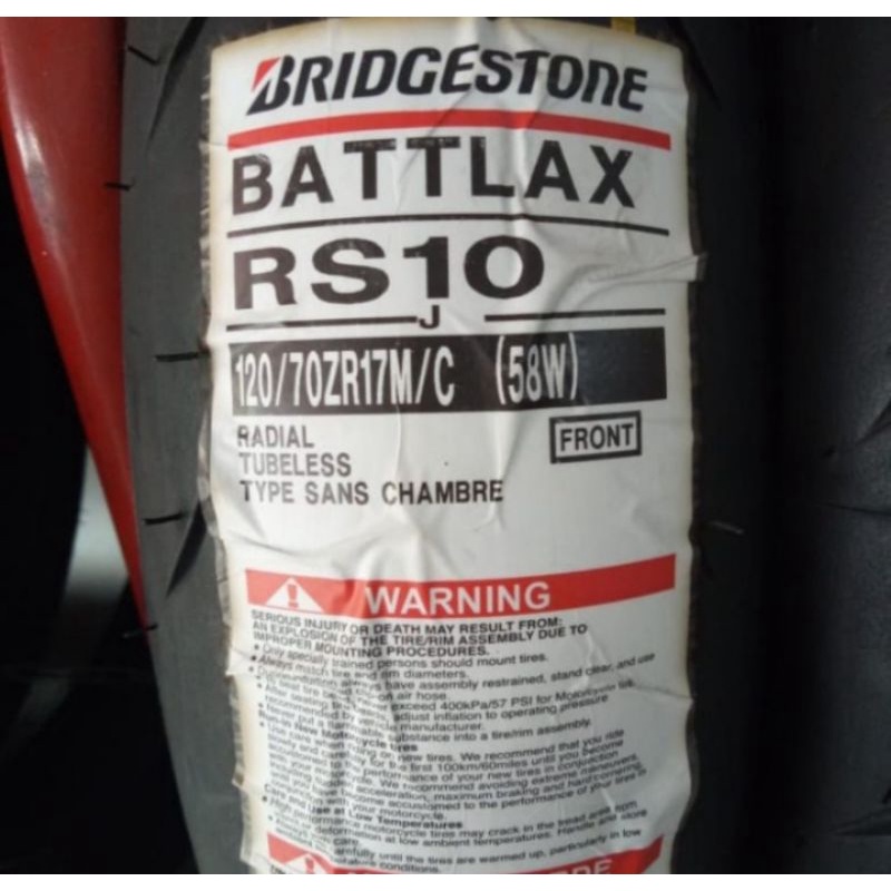 ban luar Bridgestone battlax rs10 ukuran 120/70-17 ban depan tubeless