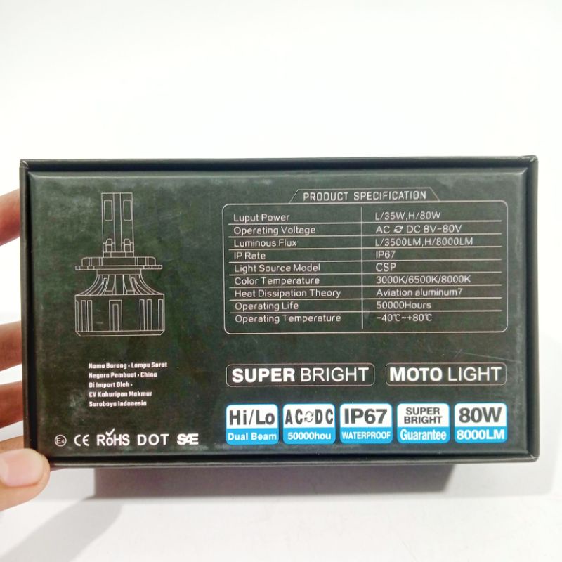 BOHLAM LAMPU LED MOTOR 3 SISI 4 SISI DOP LED M3 M4 60 WATT 80 WATT RIDE IT BEAT TIGER VARIO VIXION UNIVERSAL-2