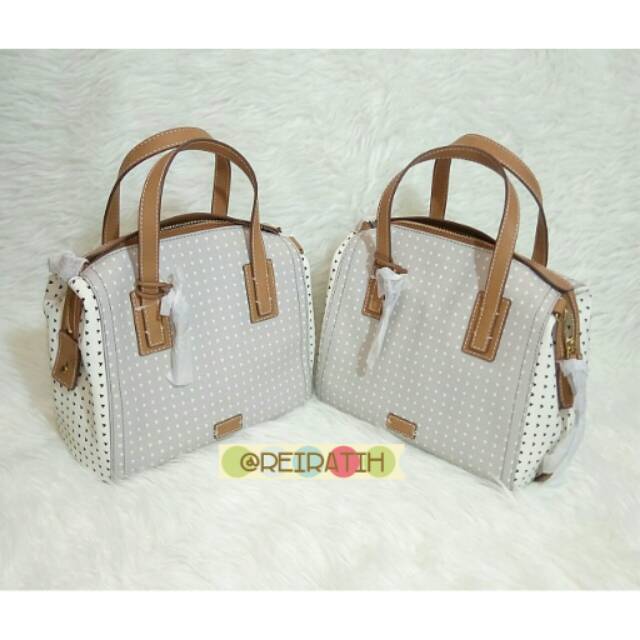 Fossil Emma Satchel Grey Polka