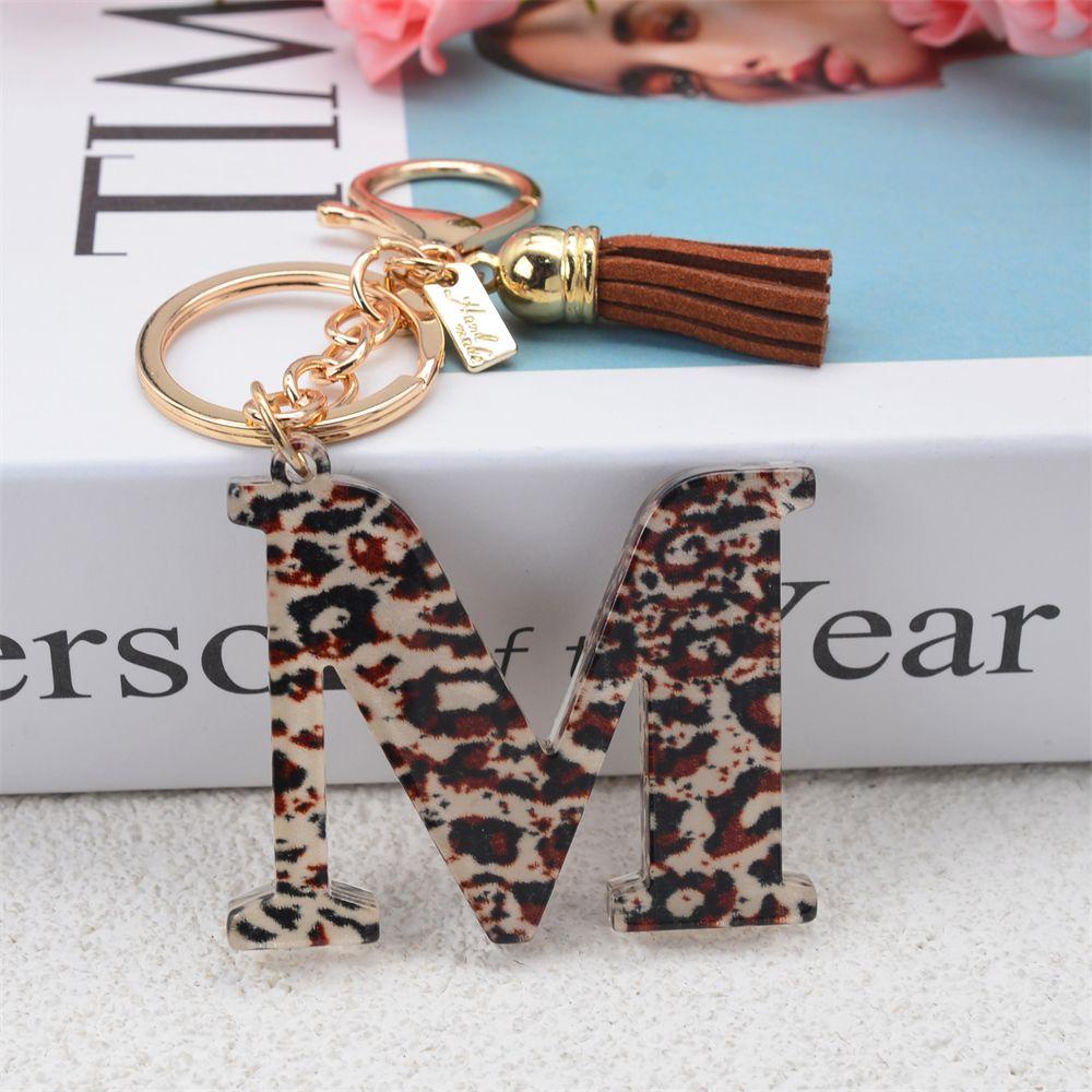 [Elegan] 26huruf Gantungan Kunci Wanita Hadiah Resin Aksesoris Gantungan Kunci Perhiasan Gantungan Kunci Mobil Rumbai Liontin Alfabet Key Chain