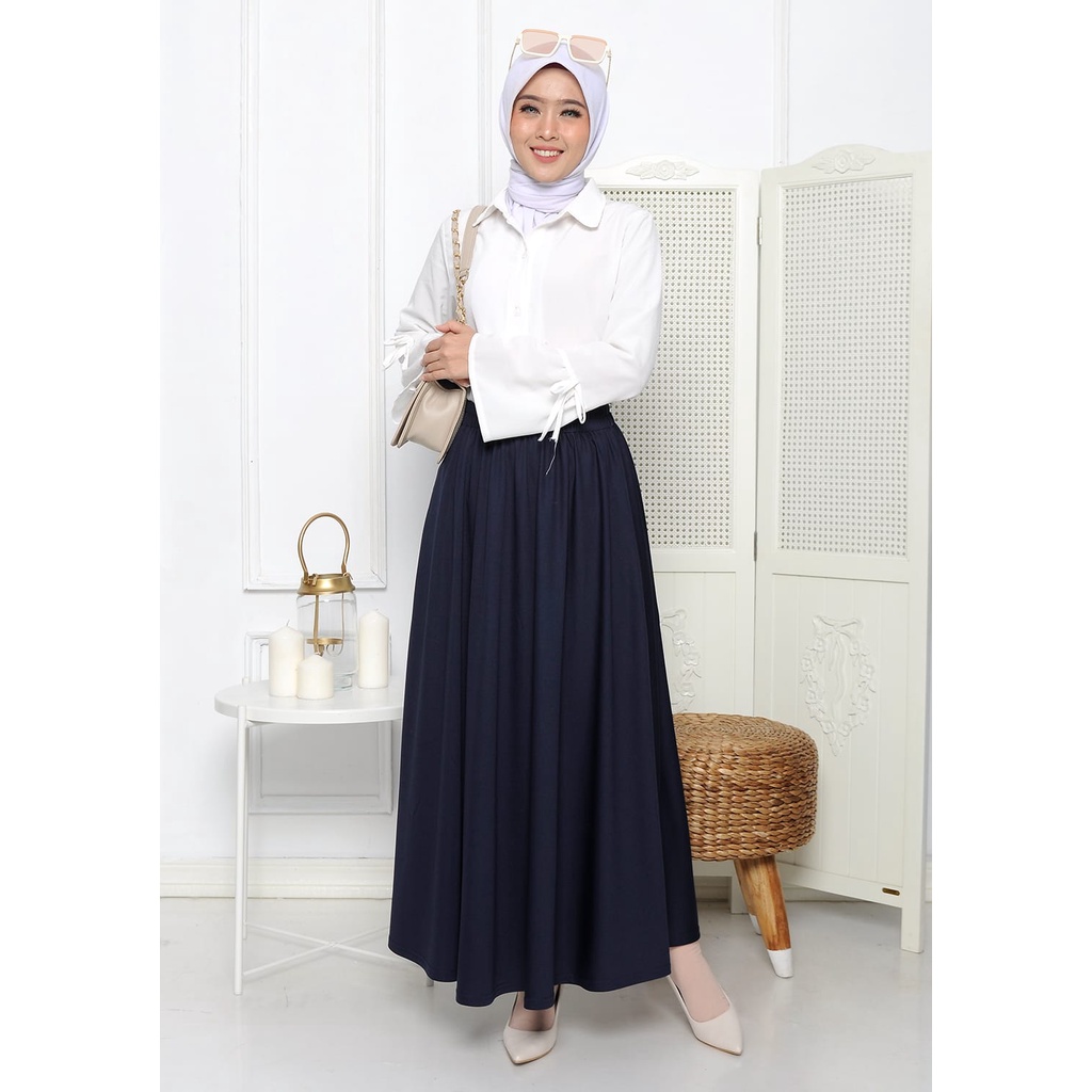 ROK PAYUNG PANJANG WANITA L/XL-XXL//ROK POLOS LEBAR