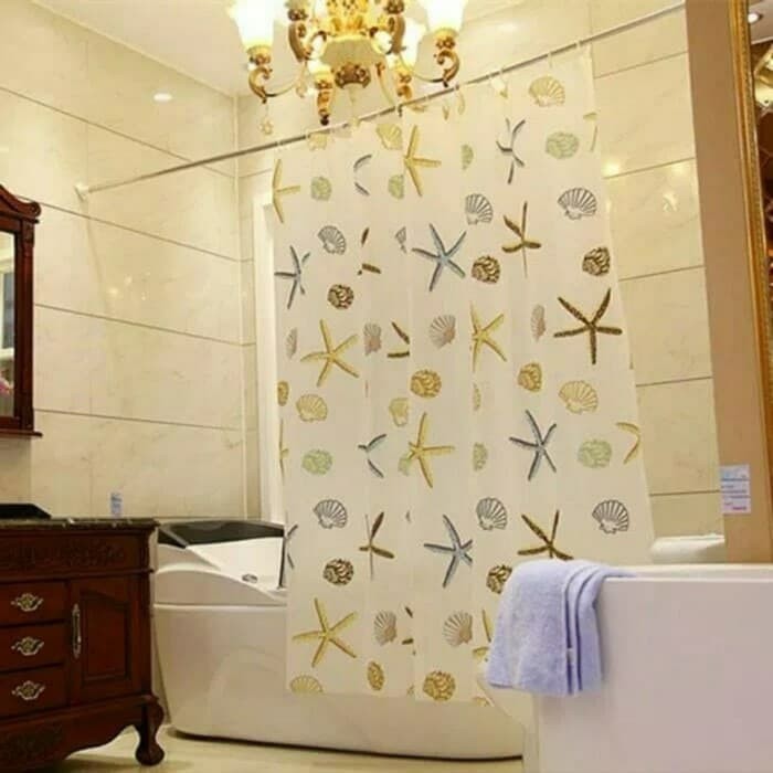 Tirai Kamar Mandi Shower Curtain 180 x 180 cm Bahan PEVA Anti Air