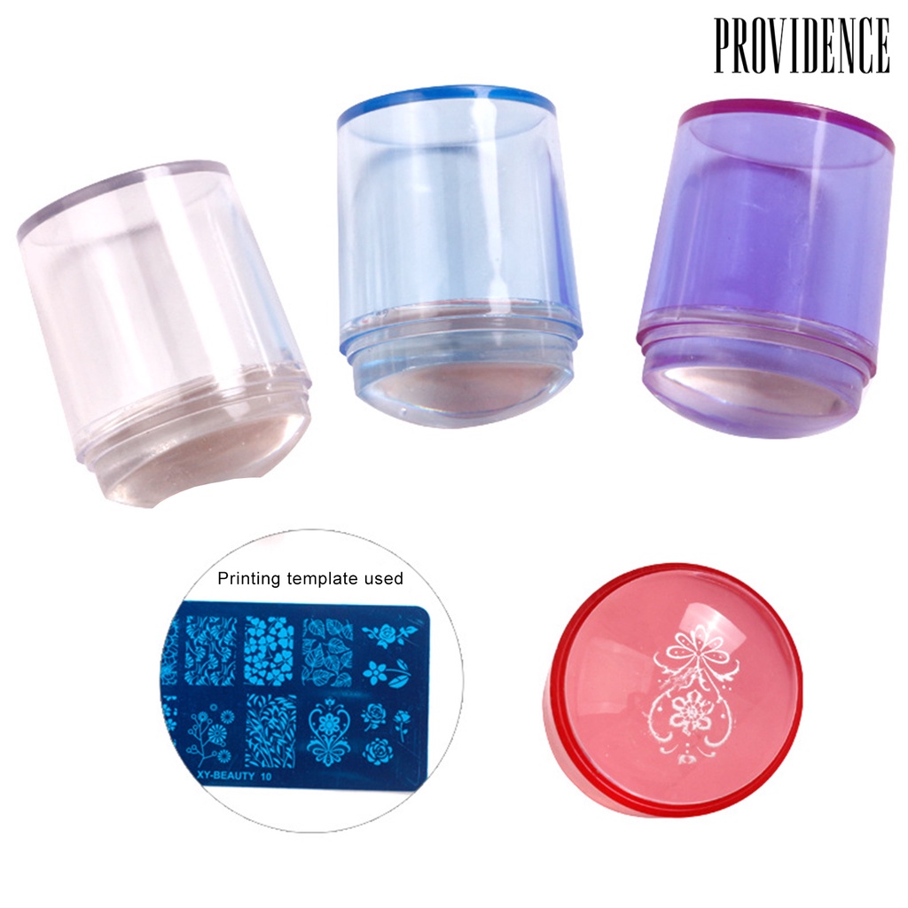 Providence 1 Set Nail Stamp Tool with Nail Scraper Delicate Touch Transparent Head Nail Silicone Template Seal Stamp for Home Use