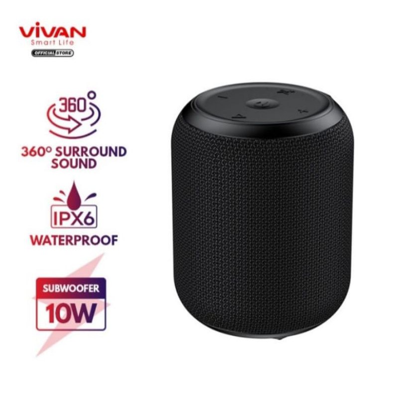 VIVAN Bluetooth Speaker Surround IPX6 VS12 hitam