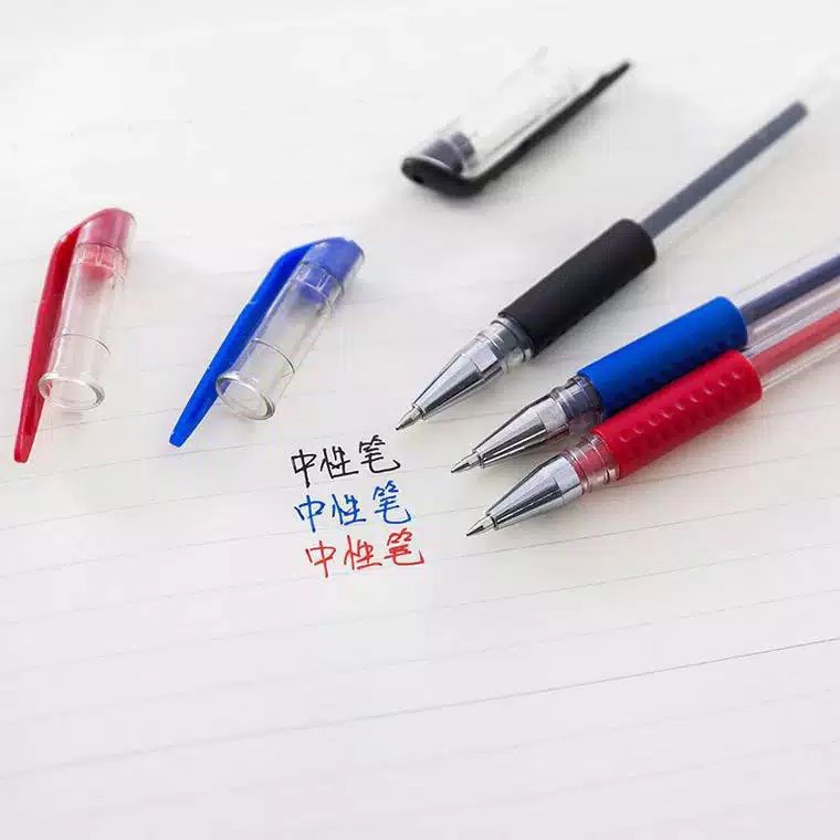 Pulpen Gel Ink 0.5Mm Alat Tulis Kantor Sekolah Pena Pen Tinta Cair Standart Warna Merah Hitam Biru