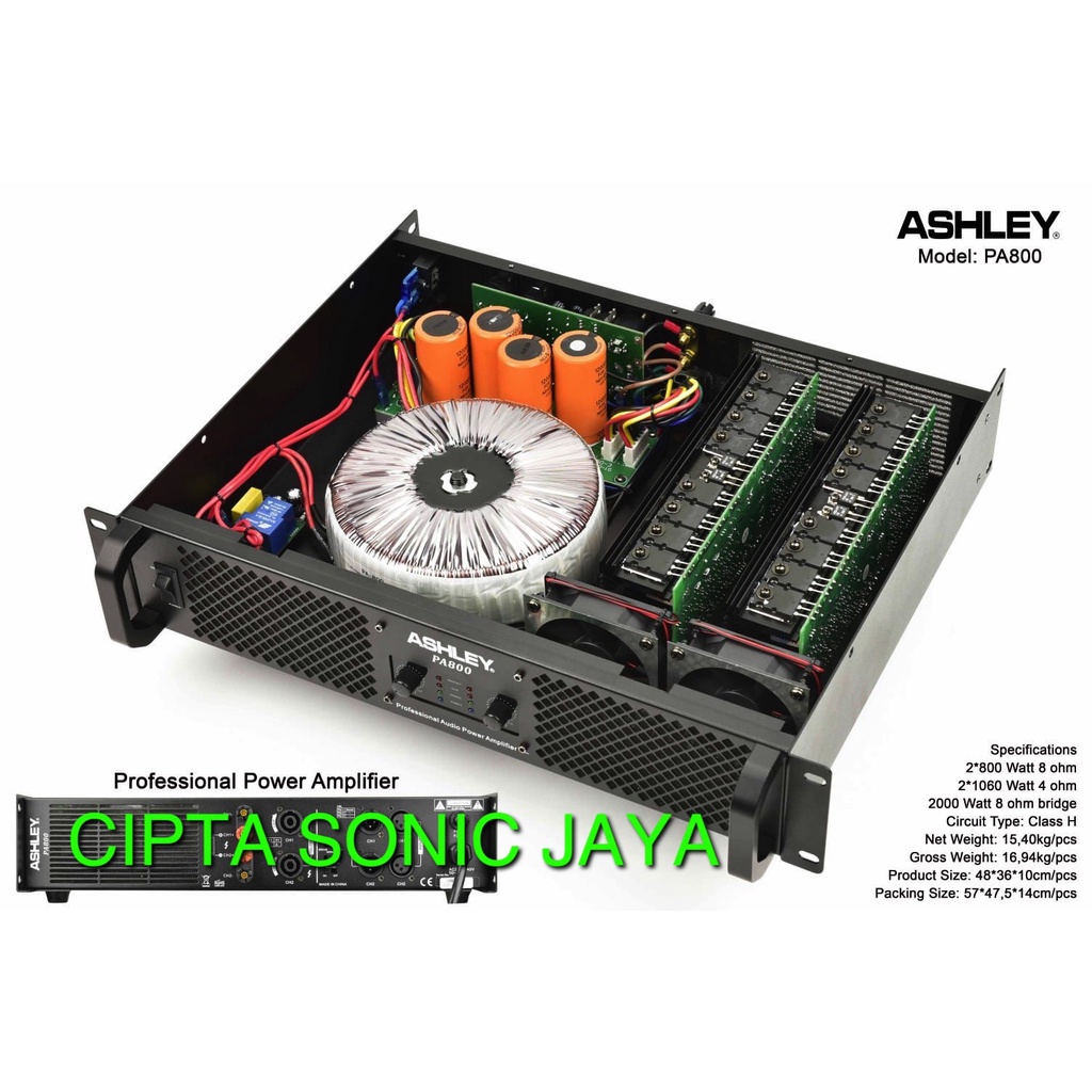 power amplifier profesional ashley pa800 pa 800 class H