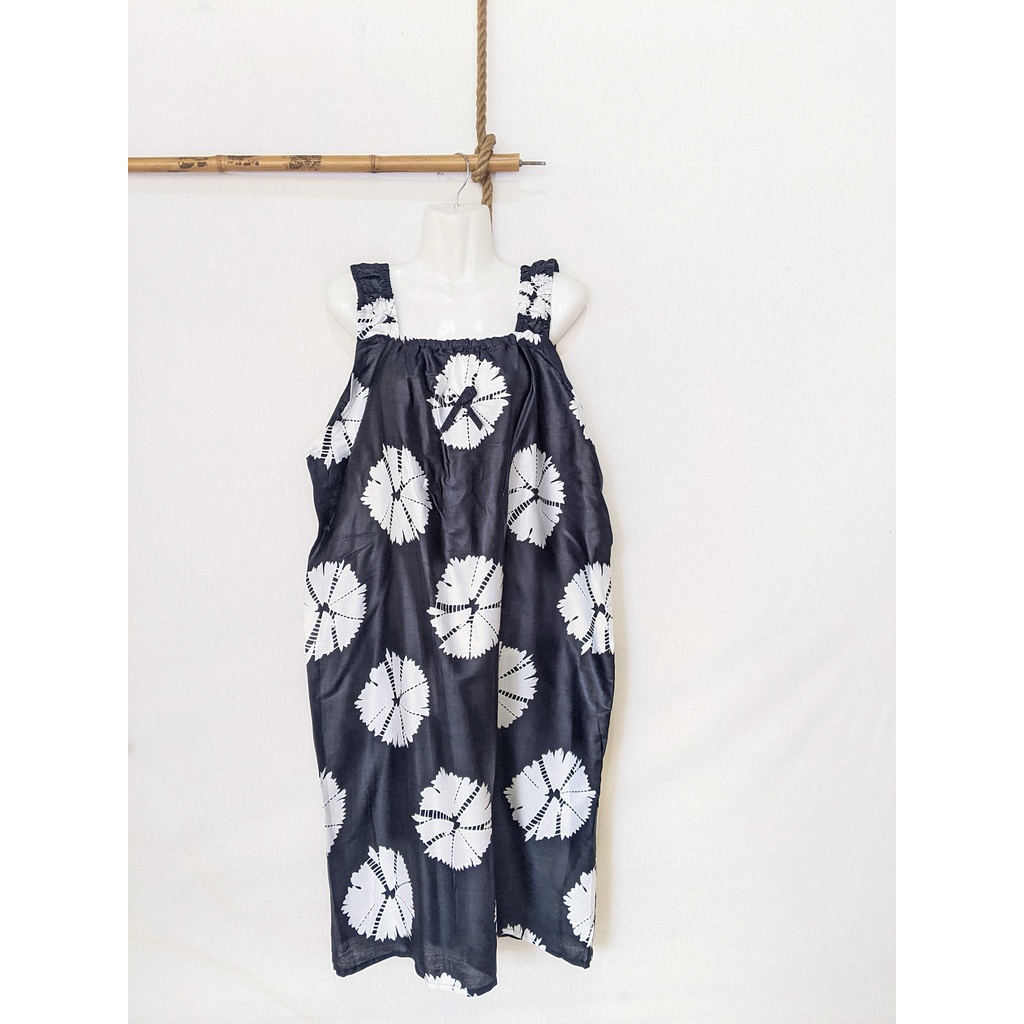 Daster Yukensi Jumbo LD 120 Baju Tidur Tanpa Lengan Tali Satu Kimono Sleepwear-shibori black