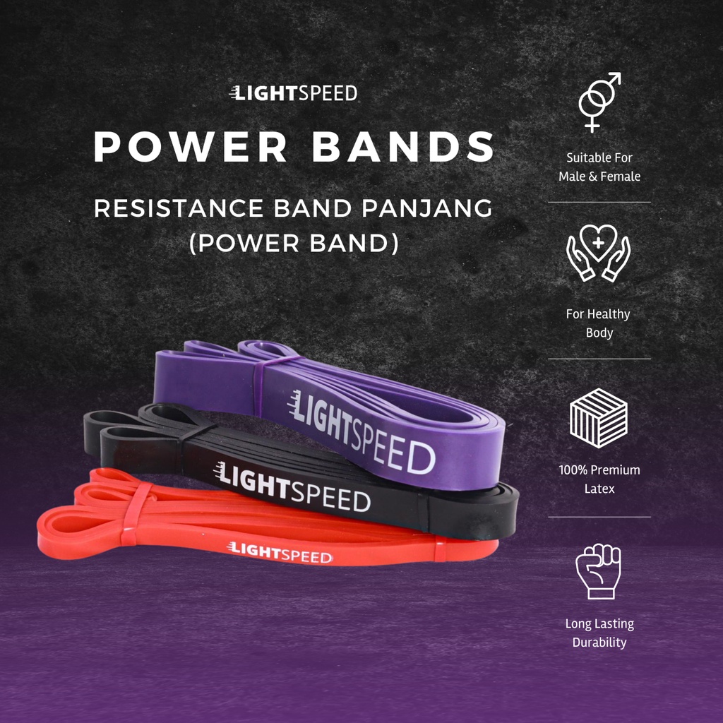 LIGHTSPEED Resistance Band Panjang / Power Band / Karet Fitness Gym Yoga Stretch / Karet Yoga