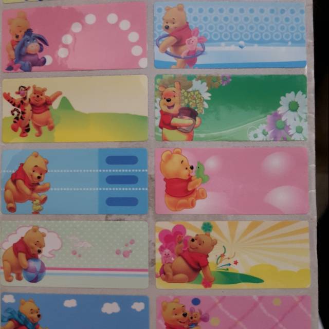 

label nama CHIBBY POOH ukuran XL stiker nama waterprroof