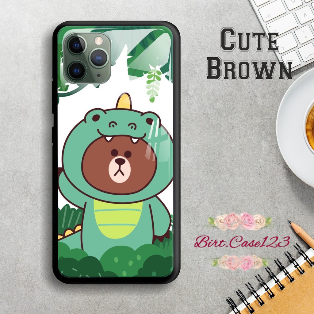 Back case glass CUTE BROWN Realme C1 C2 C3 U1 2 2 Pro 3 Pro 5 5i 5s Pro 6 Pro X Xt C11 C15 BC1387