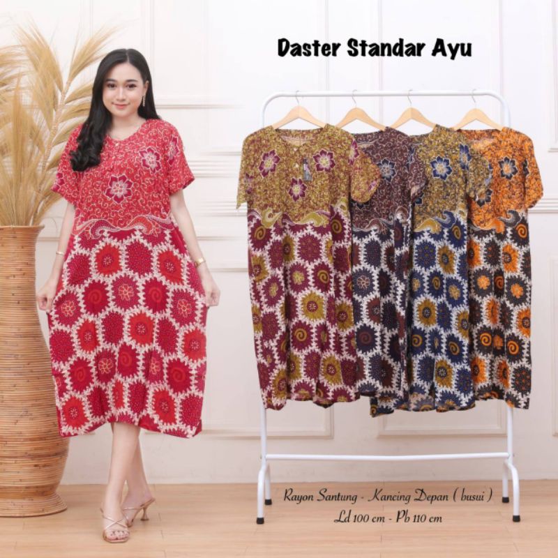 Daster Midi/Daster Anjani Batik/Motif Abstrak/Leher Kancing/Busui/Bumil/Centini Hitput