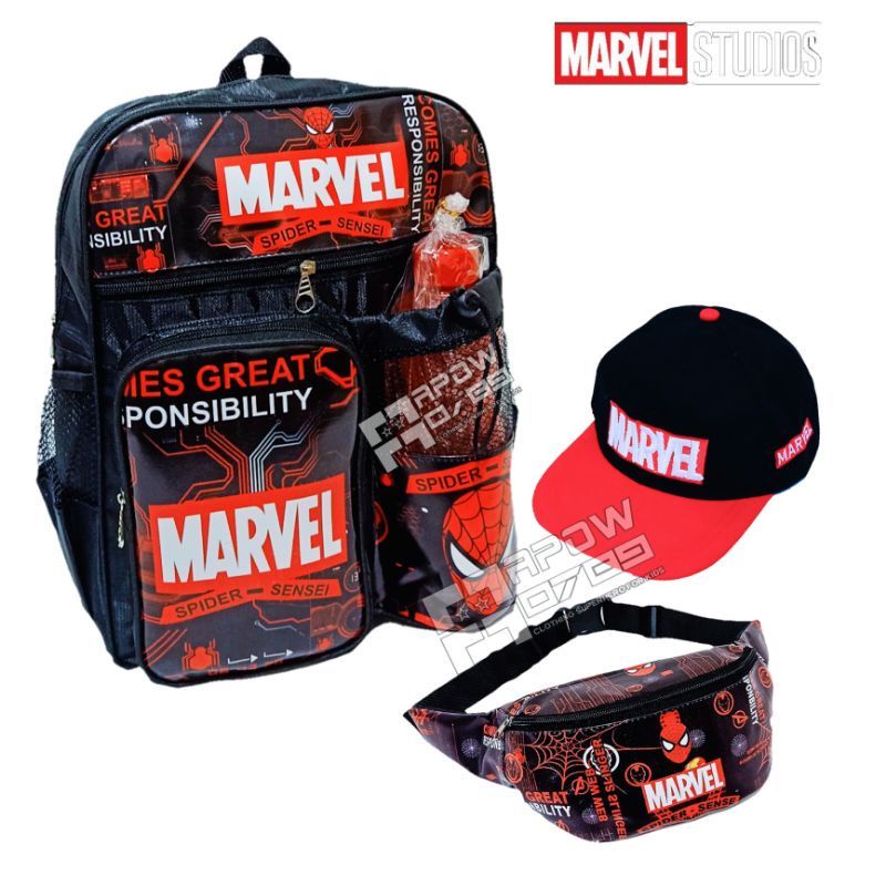 Paket Hemat 4 in1 Tas Ransel Sekolah TK-SD MARVEL / Tas Ransel Sekolah Anak Laki-laki