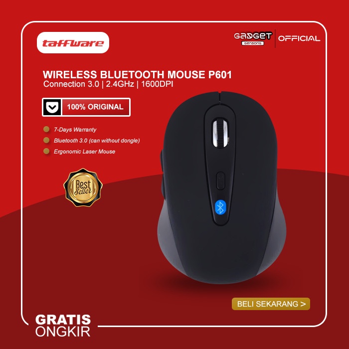 Mouse Wireless Bluetooth Taffware 601 3.0 1600Dpi Connect Tanpa Dongle