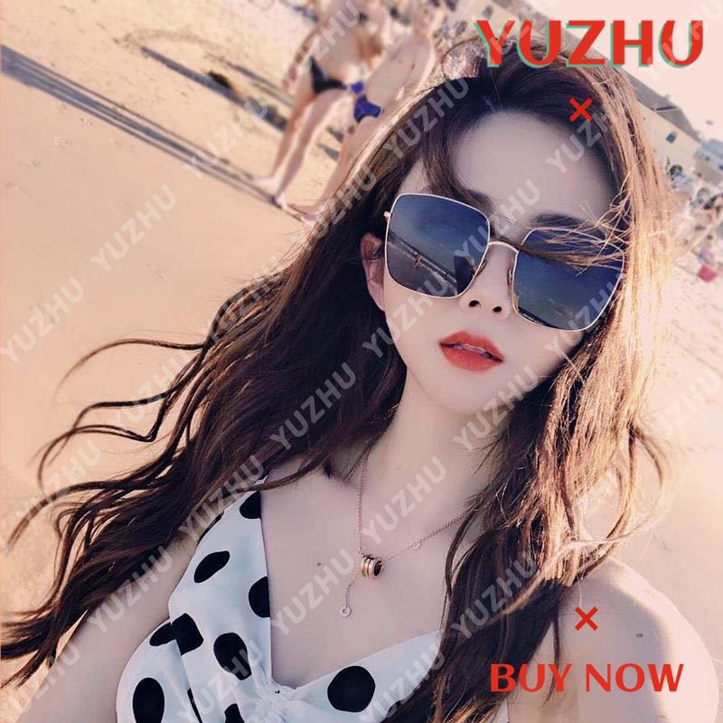 (YUZHU) Bayar di Tempat Korean Fashion Oversized Square Besi Frame Kacamata Hitam Wanita/Pria Sunglasses