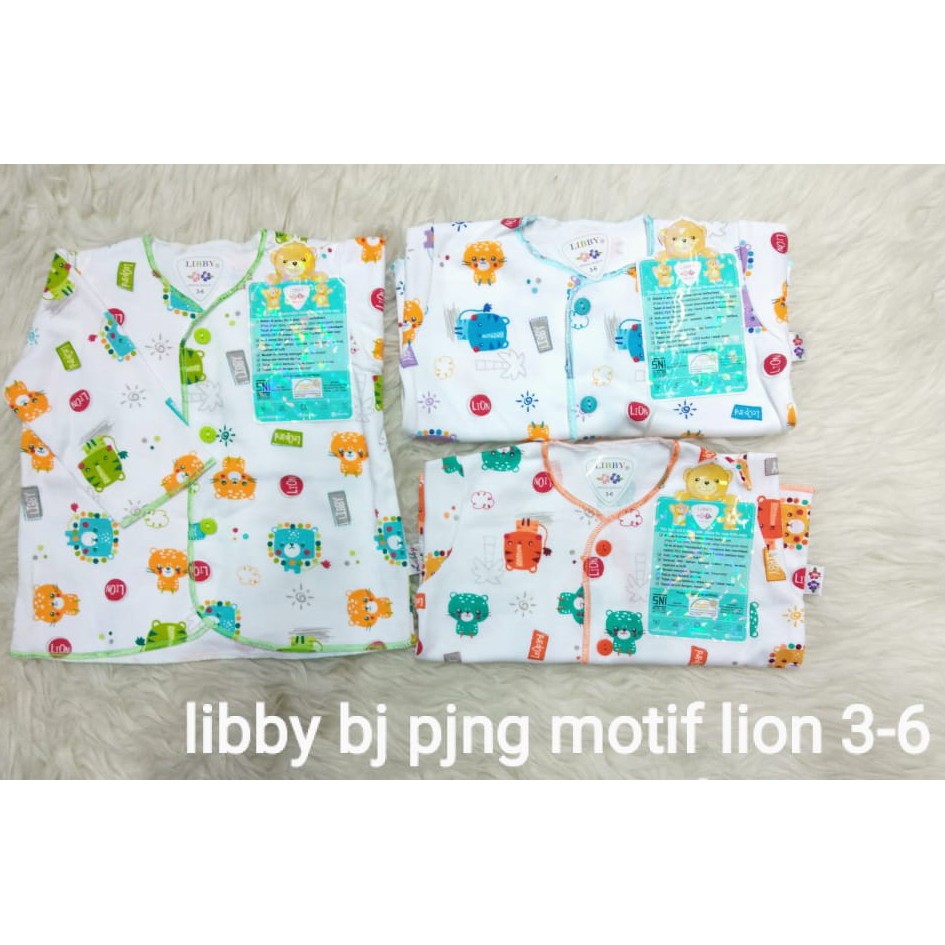 libby atasan 3pc baju panjang kancing depan murah nb ,3-6.s.m.l warna&amp;motif