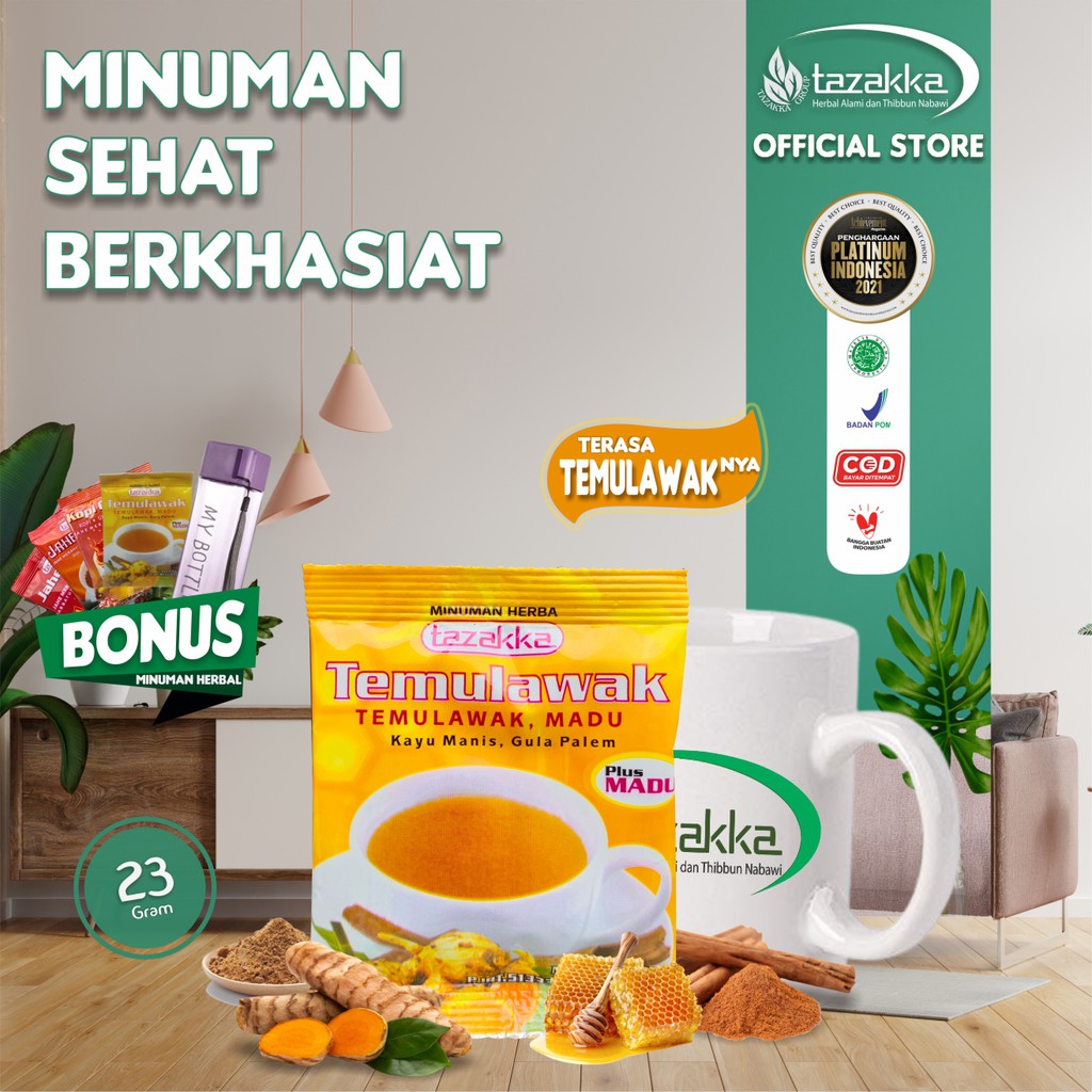 

Minuman Temulawak Bubuk Instan Plus Madu 6in1 Herbal Tazakka Original Kemasan Sachet Plastik Renceng