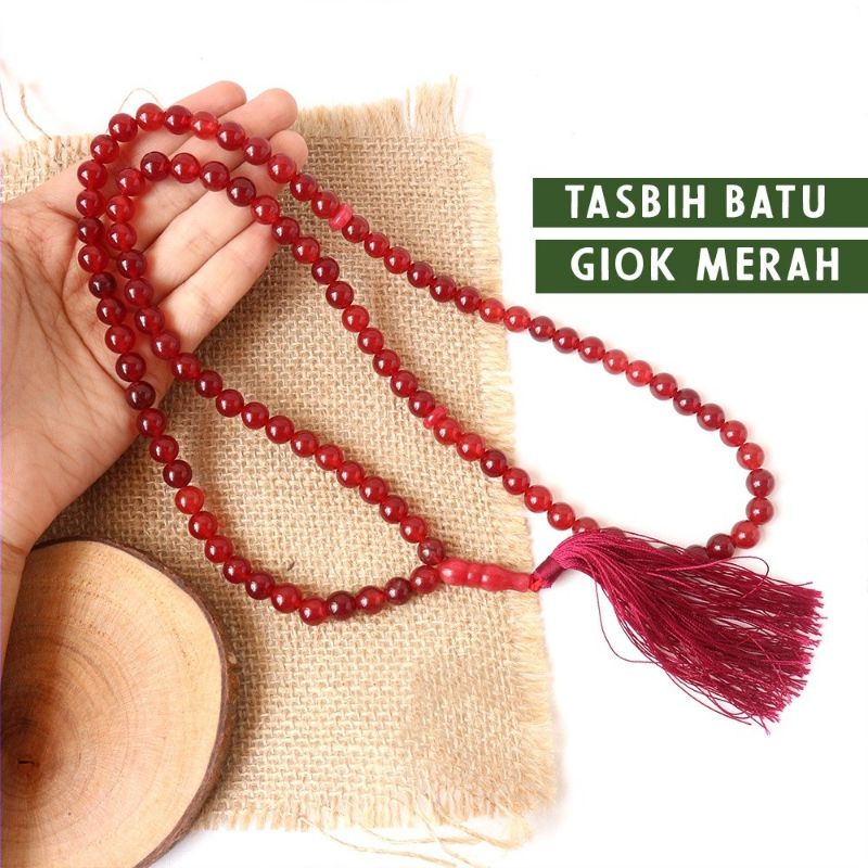 TASBIH BATU GIOK MERAH 8MM 99 BUTIR