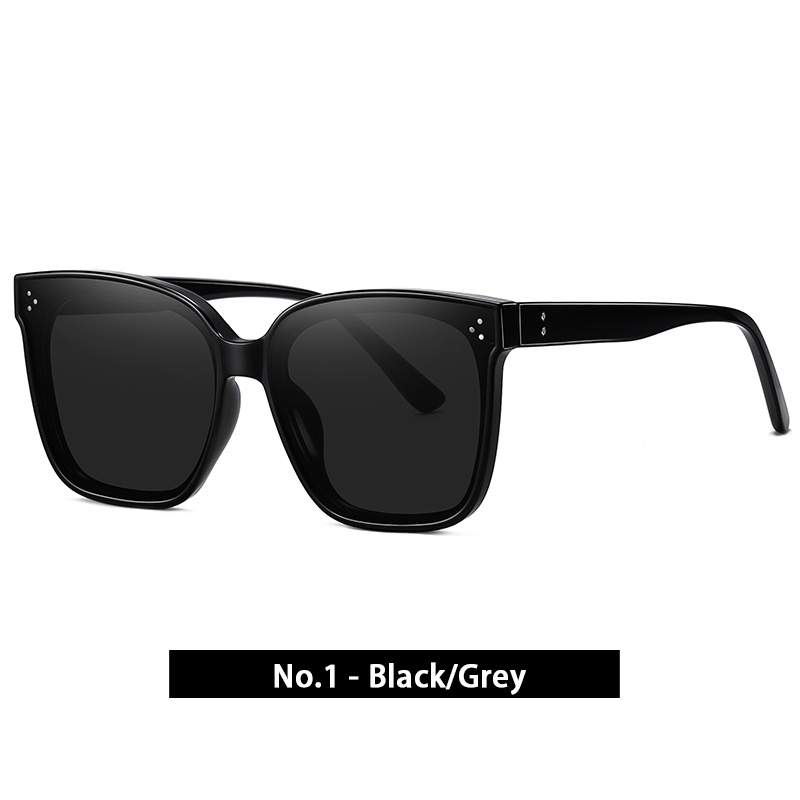 [Bisa Ganti Lensa] Kacamata Hitam Polarized Wanita Pria Cowok Besar Korea Gaya TR90 Frame Kaca Mata Hitam Anti Sinar Matahari UV400 Minus Viendo-No.1-Black/Grey
