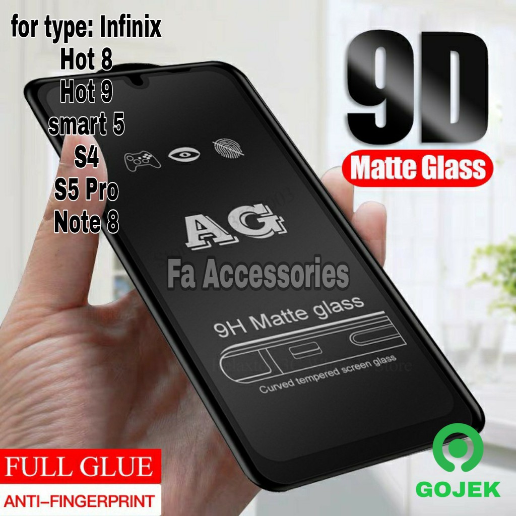 tempered matte glass infinix hot 8 9 11 smart 5 S4 3 3plus s5 s5pro note 8 anti gores anti minyak