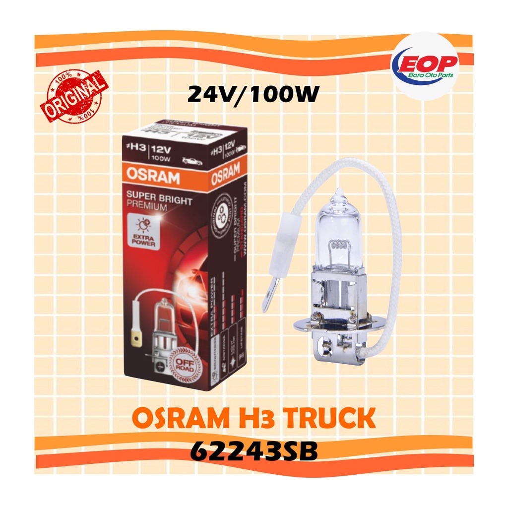 Osram Lampu Mobil Truck H3 Super Bright 62243SB PK22s 24V 100W